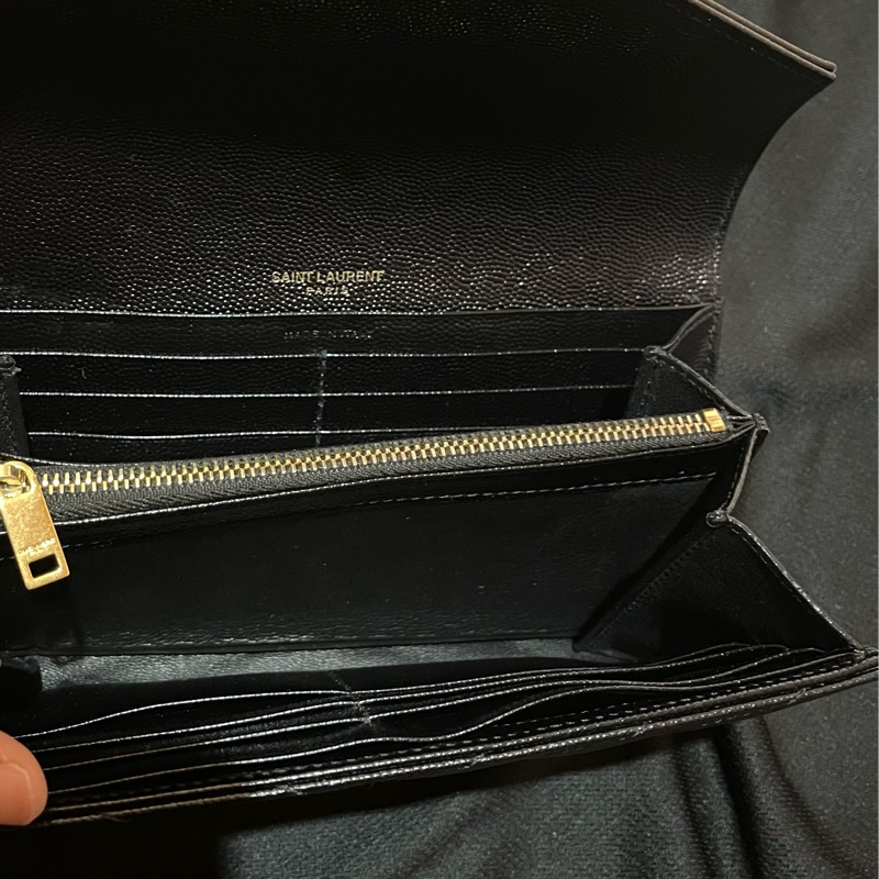 YSL聖羅蘭SAINT LAURENT 金釦荔枝皮長夾-17