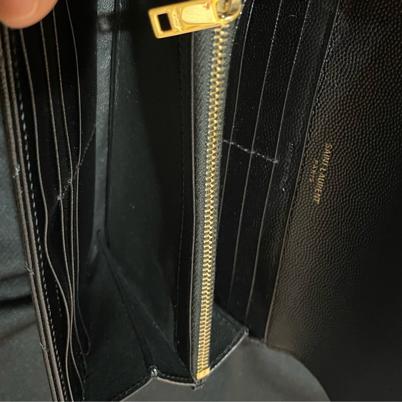 YSL聖羅蘭SAINT LAURENT 金釦荔枝皮長夾-18