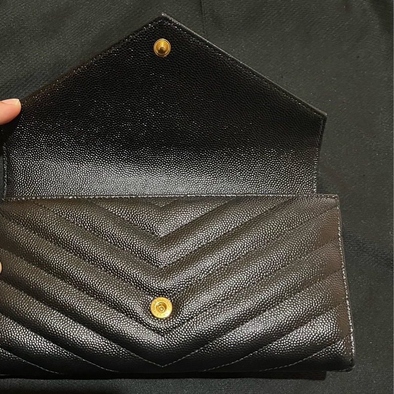 YSL聖羅蘭SAINT LAURENT 金釦荔枝皮長夾-20