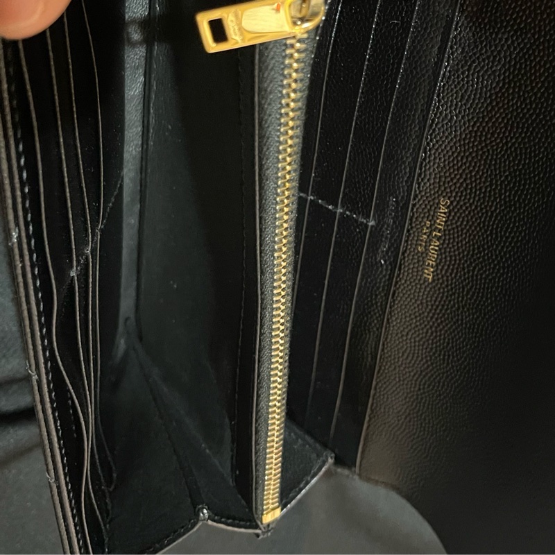 YSL聖羅蘭SAINT LAURENT 金釦荔枝皮長夾-23