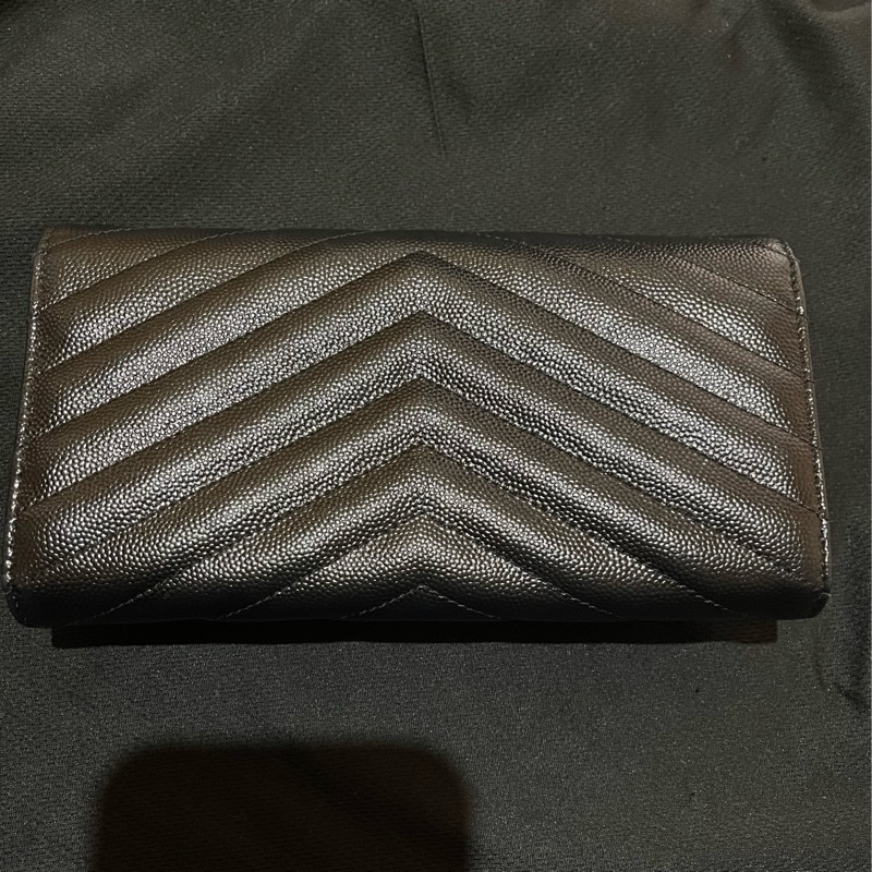 YSL聖羅蘭SAINT LAURENT 金釦荔枝皮長夾-27