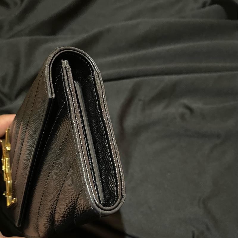 YSL聖羅蘭SAINT LAURENT 金釦荔枝皮長夾-29