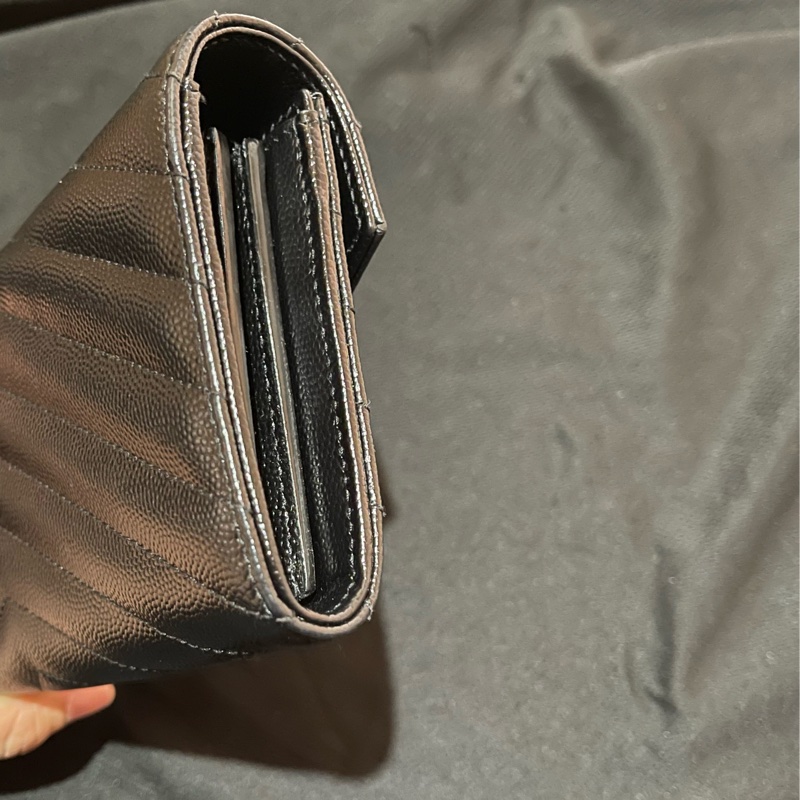 YSL聖羅蘭SAINT LAURENT 金釦荔枝皮長夾-30