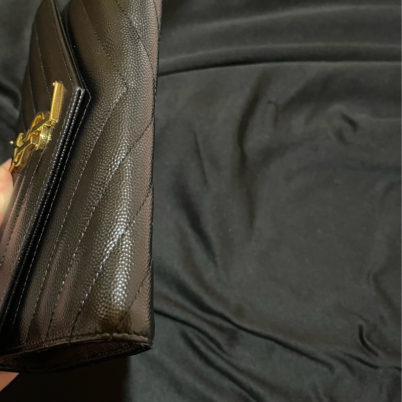 YSL聖羅蘭SAINT LAURENT 金釦荔枝皮長夾-38