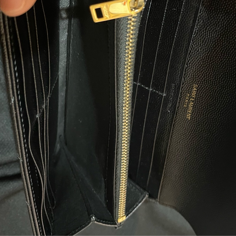 YSL聖羅蘭SAINT LAURENT 金釦荔枝皮長夾-40