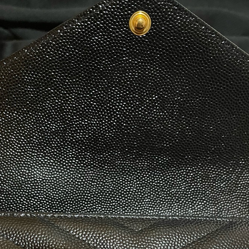 YSL聖羅蘭SAINT LAURENT 金釦荔枝皮長夾-42