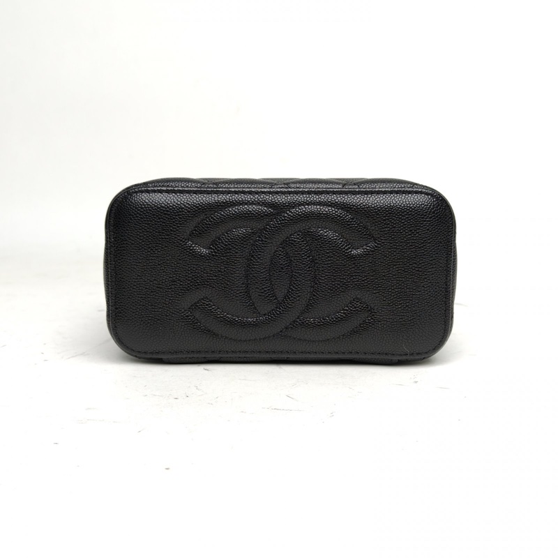 CHANEL 22S長盒子化妝包黑色荔枝牛皮金扣單皮穿鏈肩帶-3