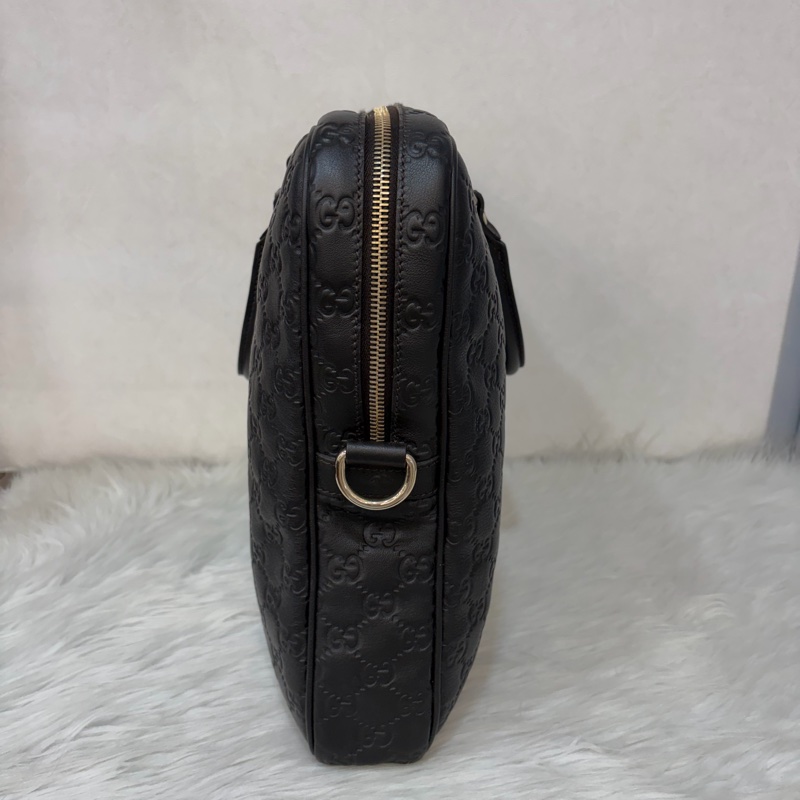 GUCCI 208468 深咖 金釦 牛皮 壓紋 公事包 手提包 電腦包-2