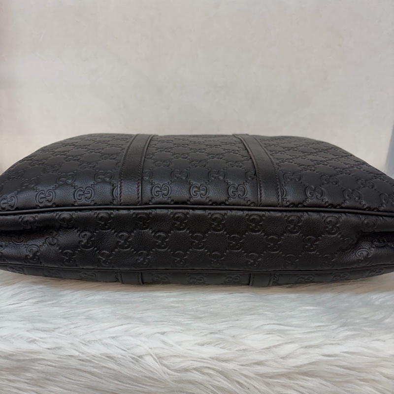 GUCCI 208468 深咖 金釦 牛皮 壓紋 公事包 手提包 電腦包-5