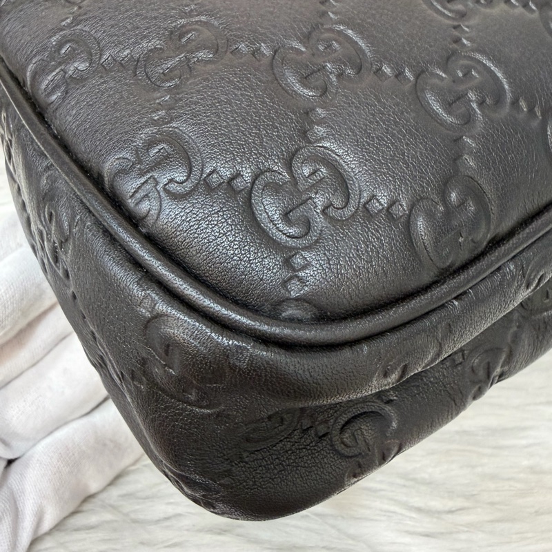 GUCCI 208468 深咖 金釦 牛皮 壓紋 公事包 手提包 電腦包-6