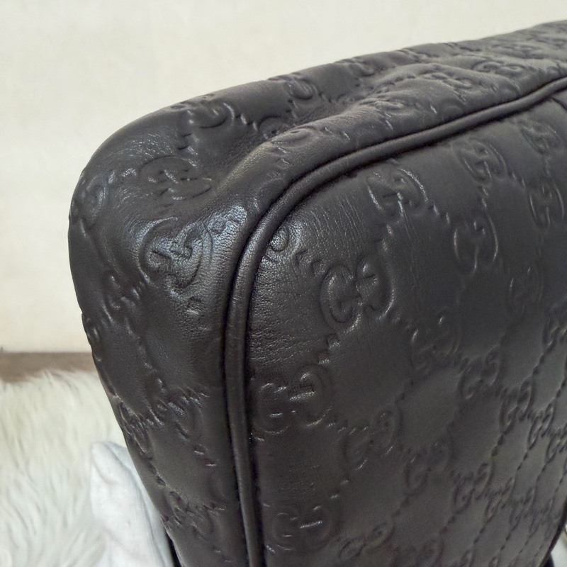 GUCCI 208468 深咖 金釦 牛皮 壓紋 公事包 手提包 電腦包-8