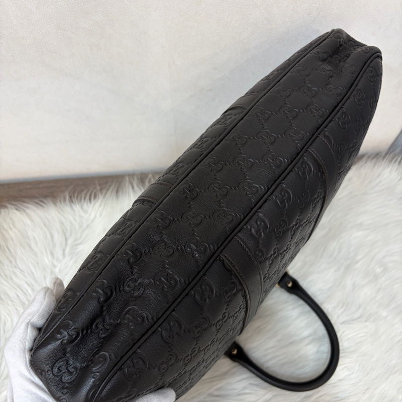 GUCCI 208468 深咖 金釦 牛皮 壓紋 公事包 手提包 電腦包-9