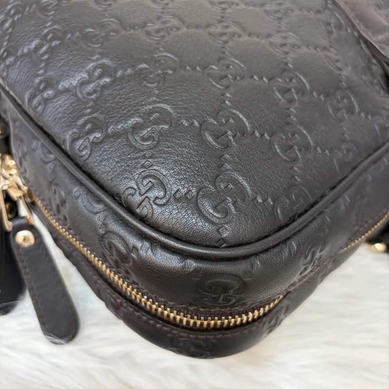 GUCCI 208468 深咖 金釦 牛皮 壓紋 公事包 手提包 電腦包-13