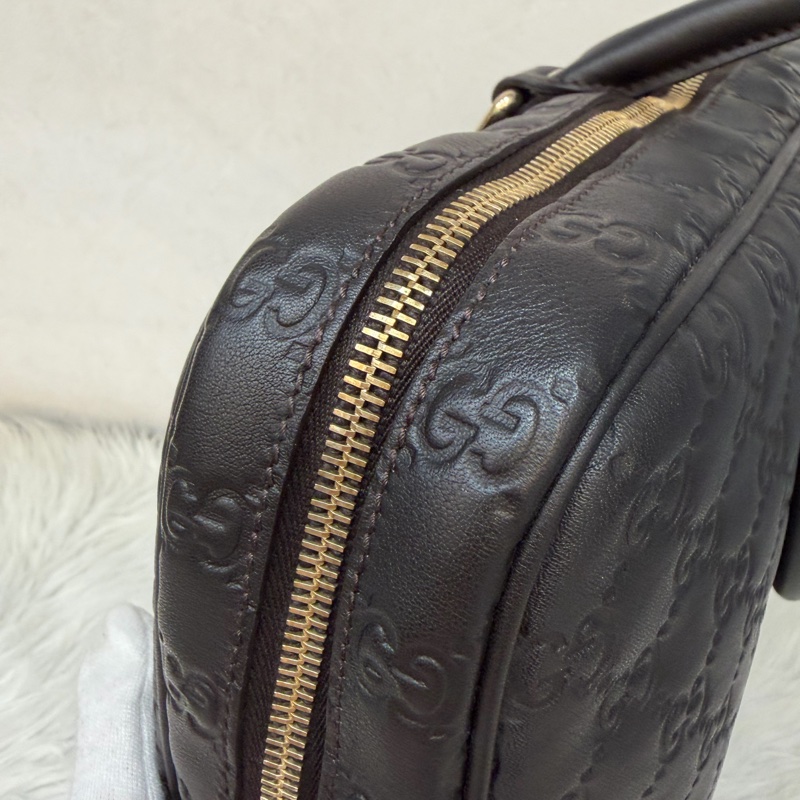 GUCCI 208468 深咖 金釦 牛皮 壓紋 公事包 手提包 電腦包-14