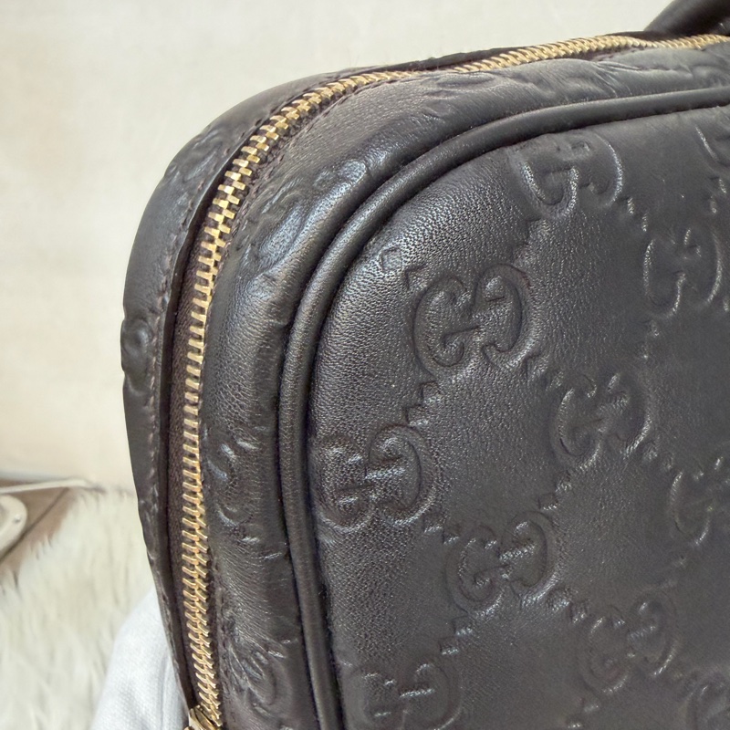 GUCCI 208468 深咖 金釦 牛皮 壓紋 公事包 手提包 電腦包-15