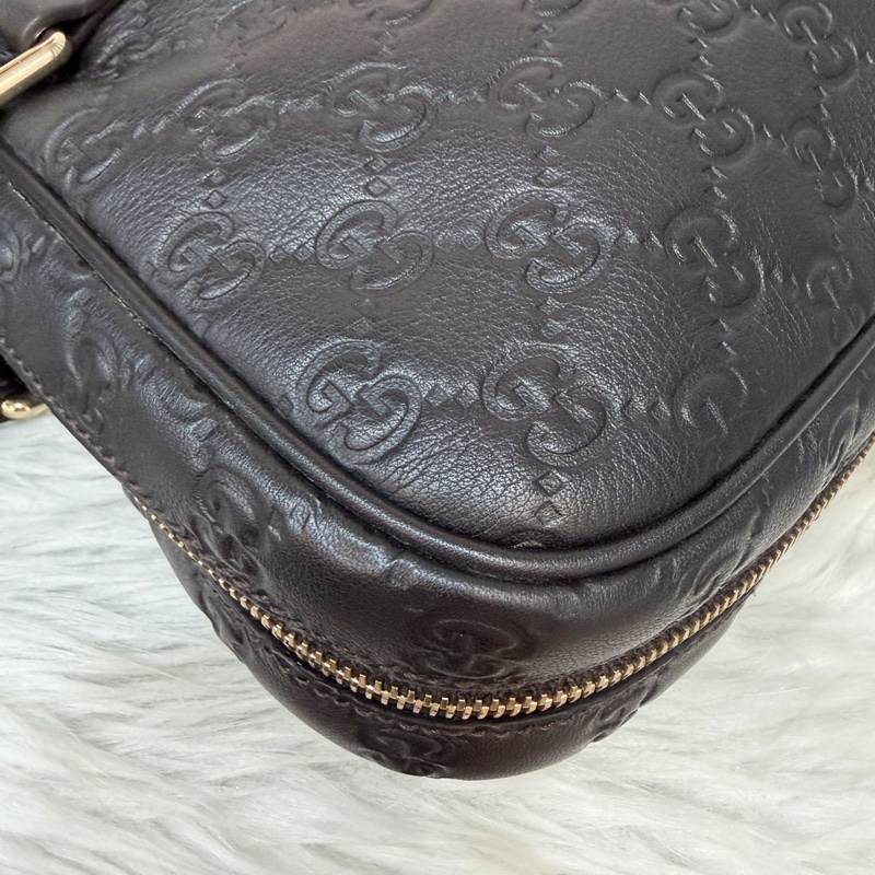 GUCCI 208468 深咖 金釦 牛皮 壓紋 公事包 手提包 電腦包-16
