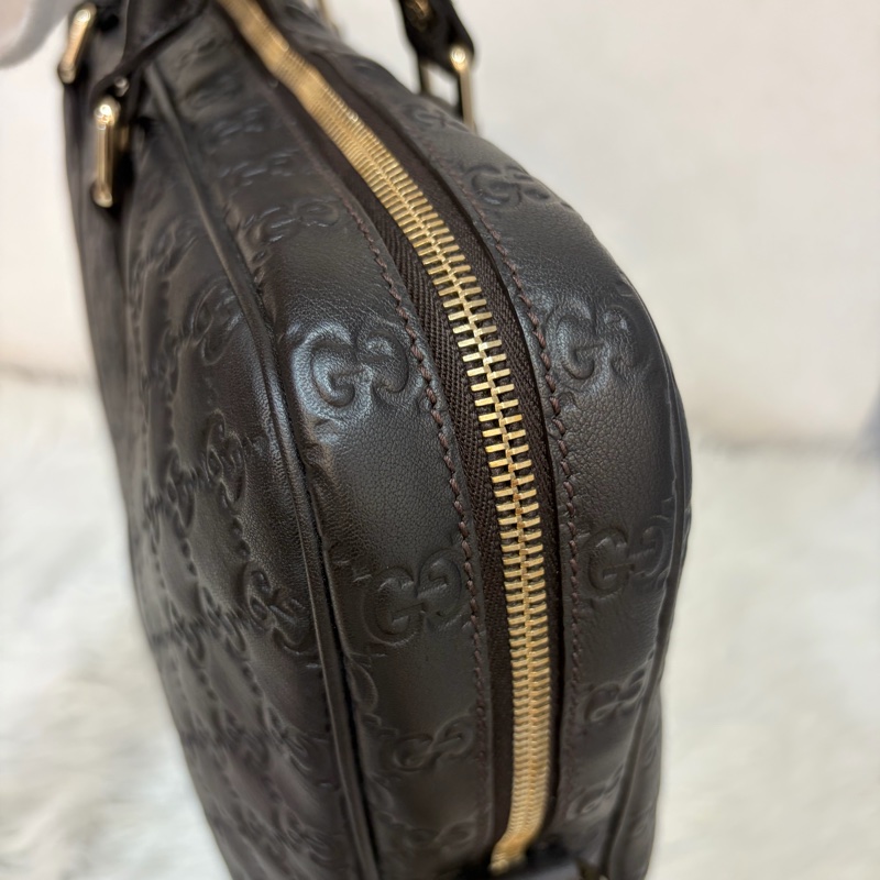 GUCCI 208468 深咖 金釦 牛皮 壓紋 公事包 手提包 電腦包-17