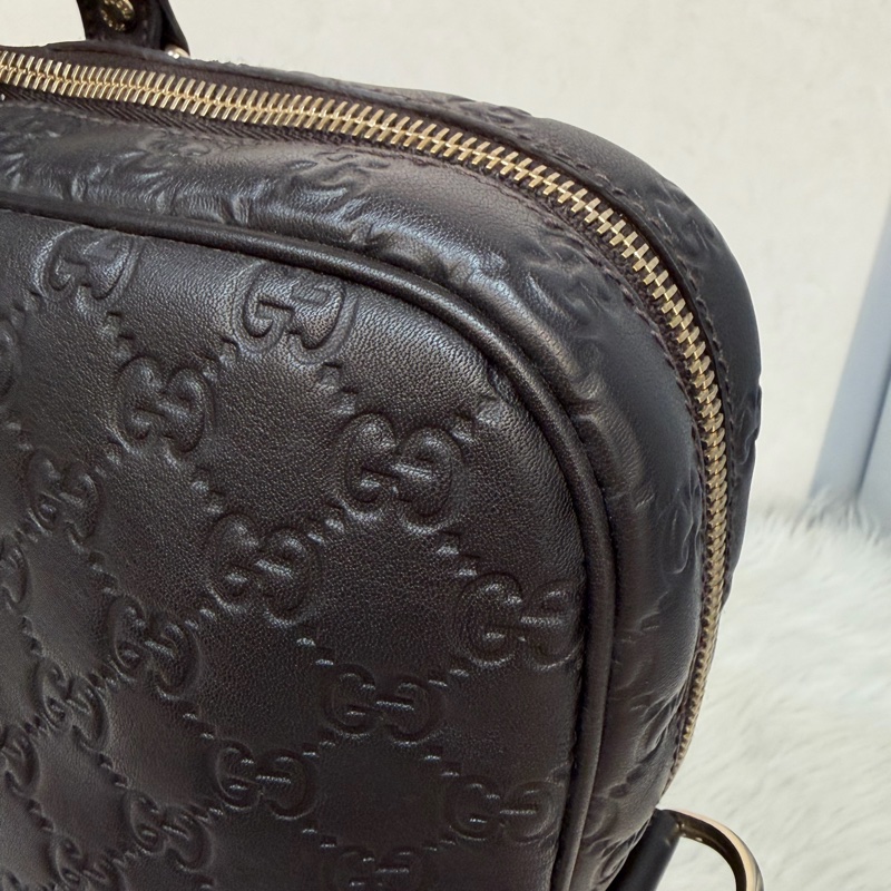 GUCCI 208468 深咖 金釦 牛皮 壓紋 公事包 手提包 電腦包-18