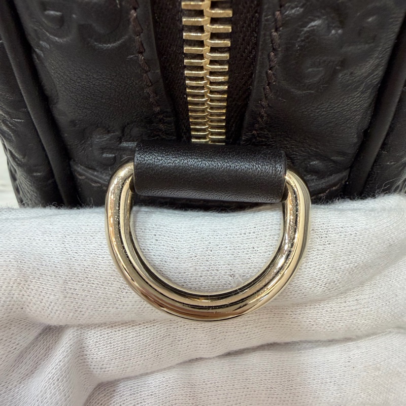 GUCCI 208468 深咖 金釦 牛皮 壓紋 公事包 手提包 電腦包-21