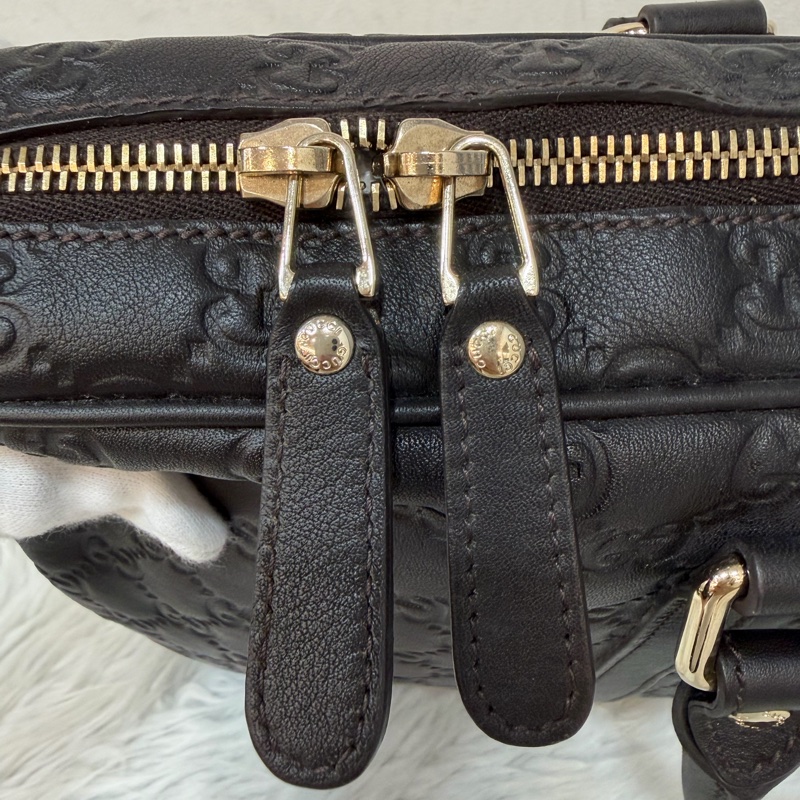 GUCCI 208468 深咖 金釦 牛皮 壓紋 公事包 手提包 電腦包-23