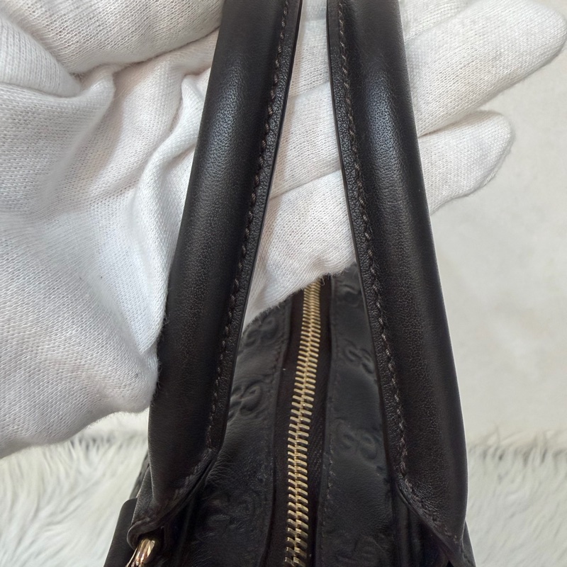 GUCCI 208468 深咖 金釦 牛皮 壓紋 公事包 手提包 電腦包-26