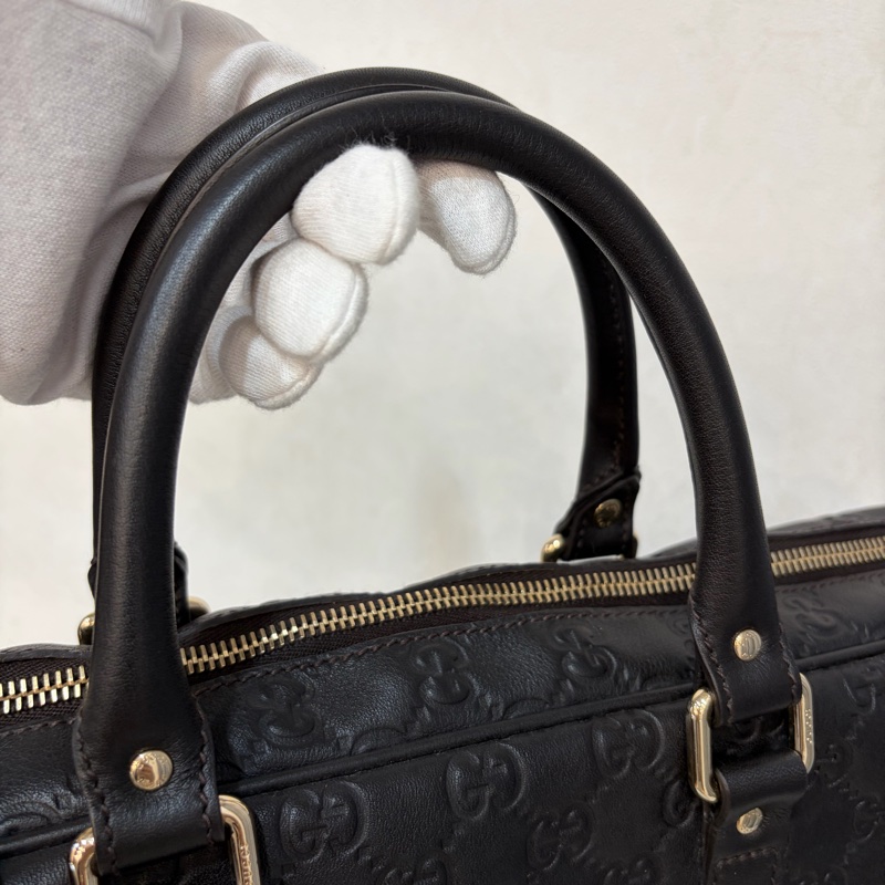 GUCCI 208468 深咖 金釦 牛皮 壓紋 公事包 手提包 電腦包-28