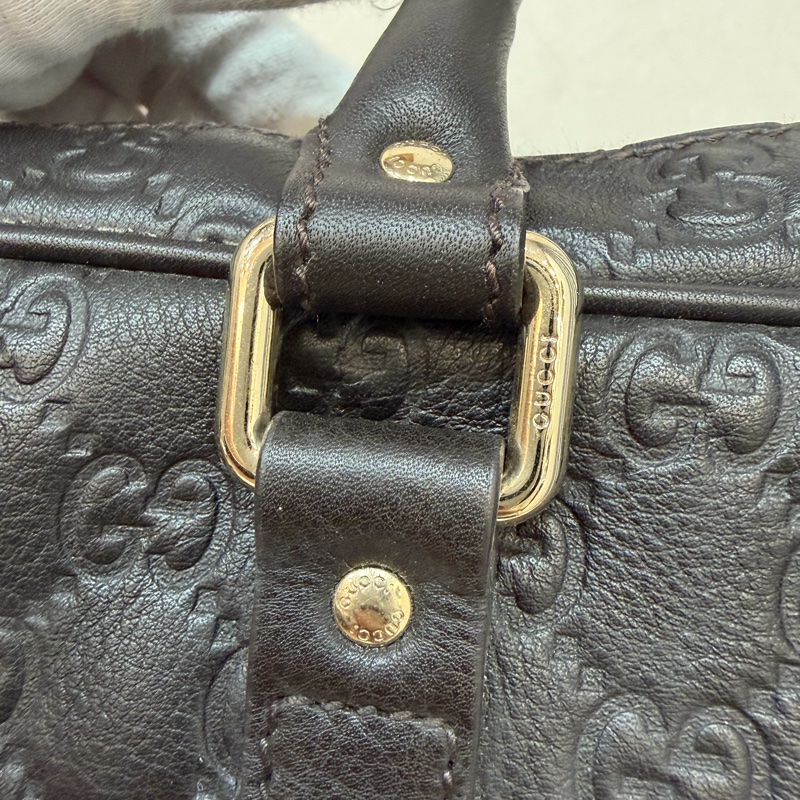 GUCCI 208468 深咖 金釦 牛皮 壓紋 公事包 手提包 電腦包-30