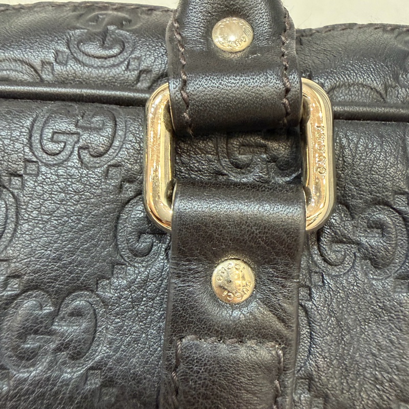 GUCCI 208468 深咖 金釦 牛皮 壓紋 公事包 手提包 電腦包-32