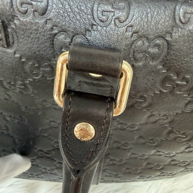 GUCCI 208468 深咖 金釦 牛皮 壓紋 公事包 手提包 電腦包-33