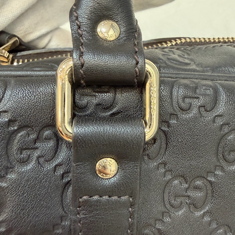 GUCCI 208468 深咖 金釦 牛皮 壓紋 公事包 手提包 電腦包-34