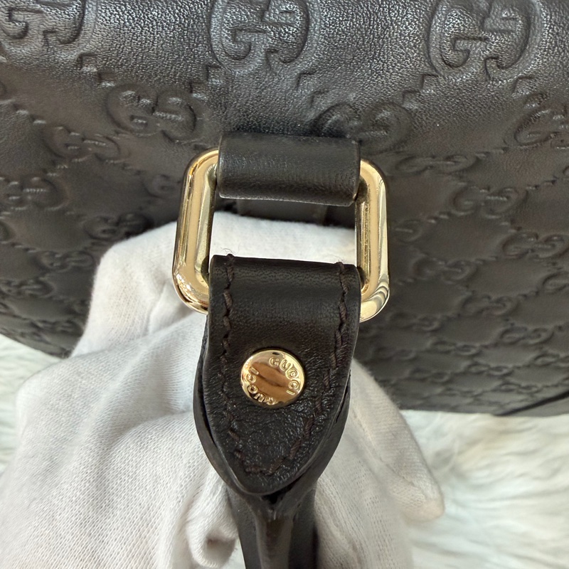 GUCCI 208468 深咖 金釦 牛皮 壓紋 公事包 手提包 電腦包-35