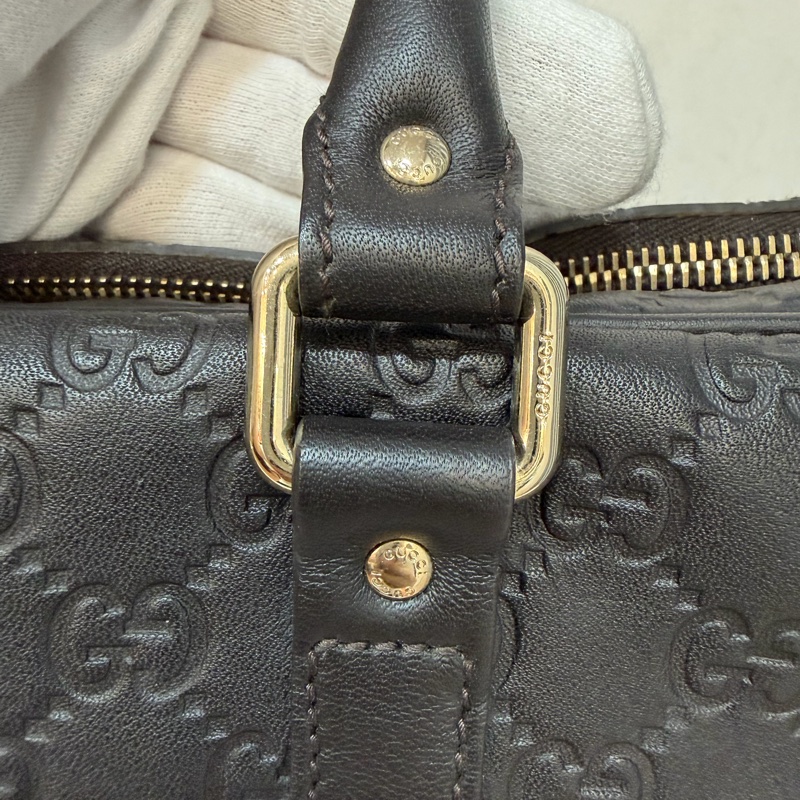 GUCCI 208468 深咖 金釦 牛皮 壓紋 公事包 手提包 電腦包-36