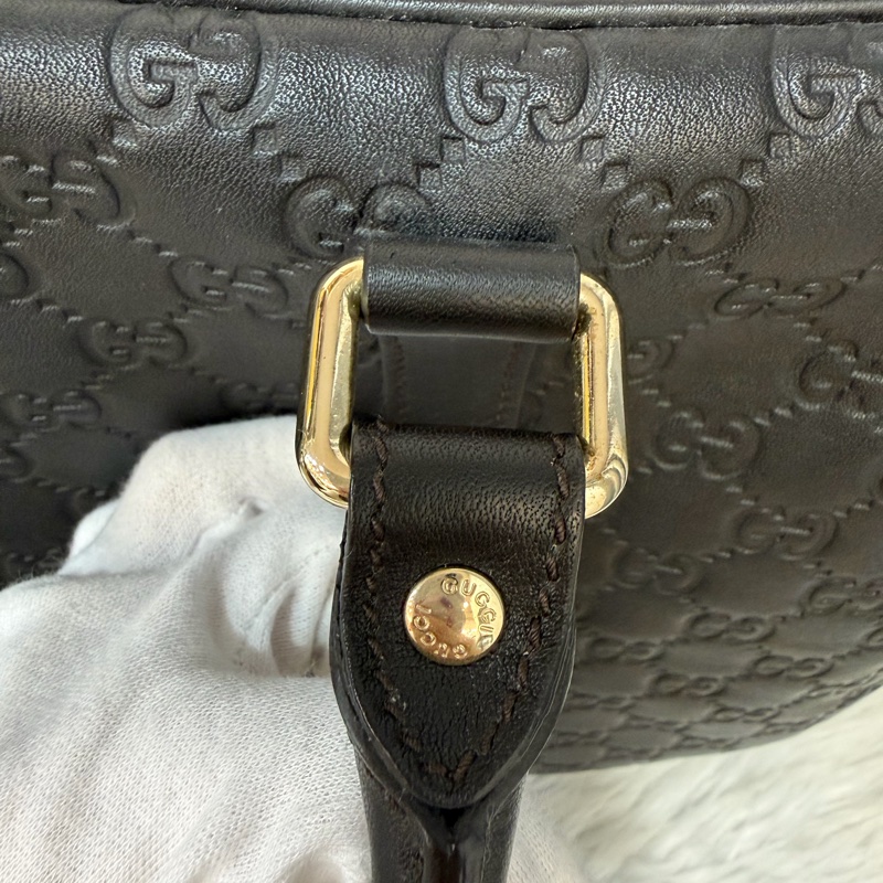 GUCCI 208468 深咖 金釦 牛皮 壓紋 公事包 手提包 電腦包-37