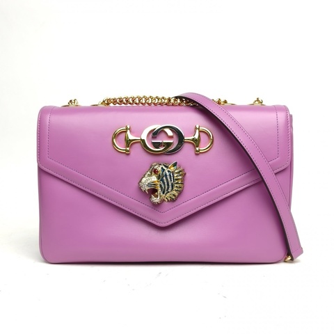 GUCCI 紫色牛皮金扣Zumi虎頭信封包27
