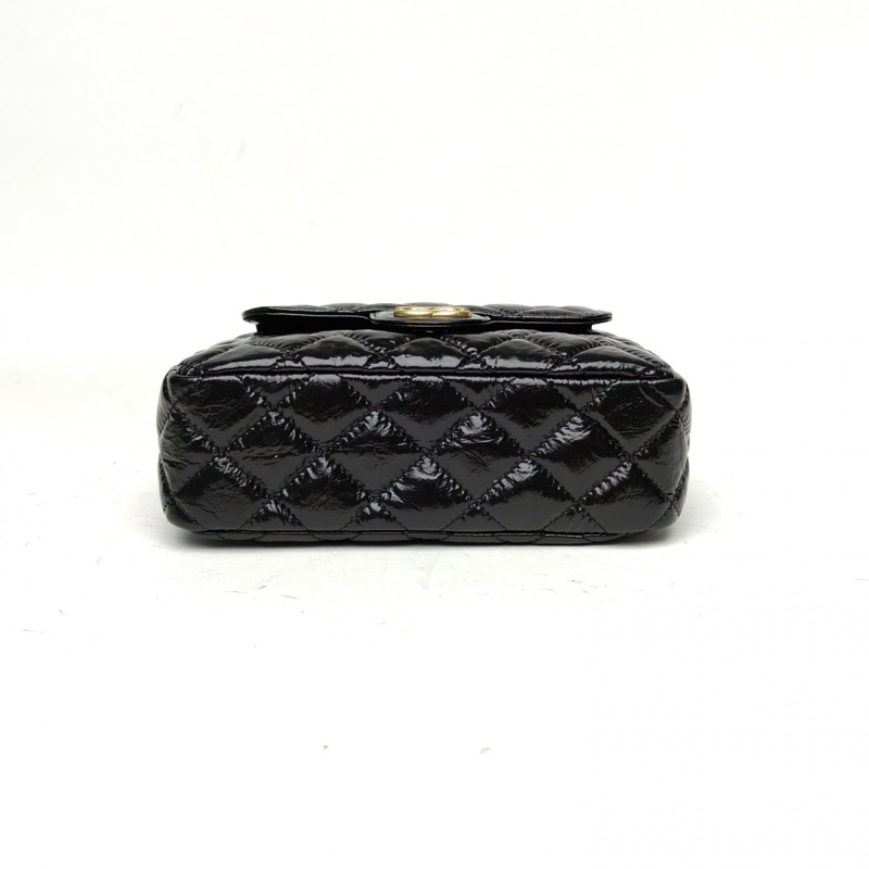 CHANEL 23C天貓精靈HOBO嬉皮包小號黑色牛皮晶片金扣金幣-3