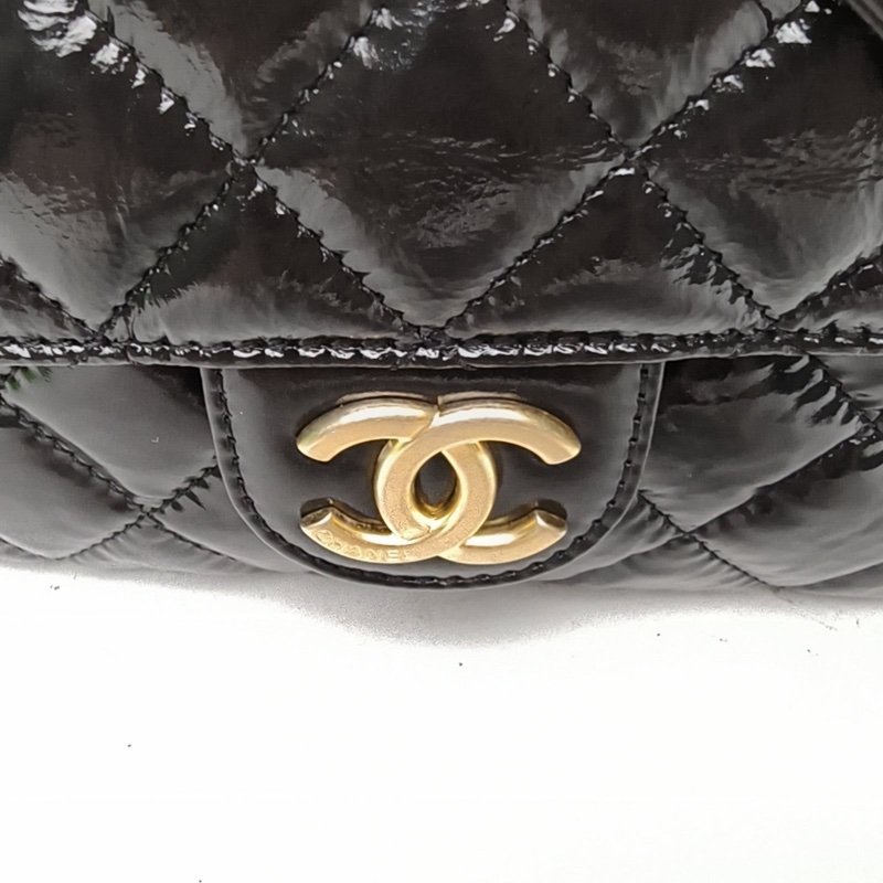 CHANEL 23C天貓精靈HOBO嬉皮包小號黑色牛皮晶片金扣金幣-4