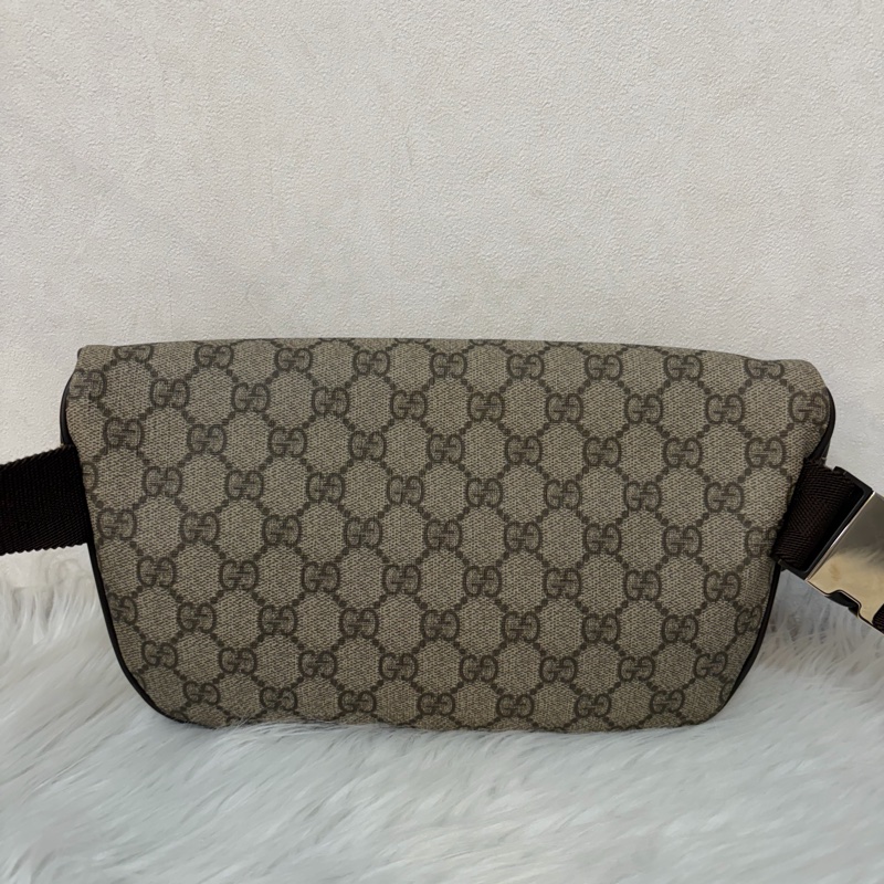 GUCCI 233269 咖皮 防水 PVC 銀釦 胸口包 腰包-1