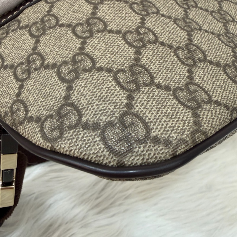 GUCCI 233269 咖皮 防水 PVC 銀釦 胸口包 腰包-5