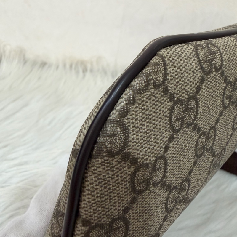 GUCCI 233269 咖皮 防水 PVC 銀釦 胸口包 腰包-6