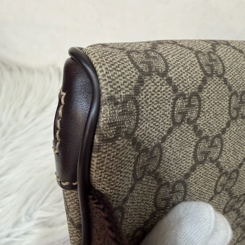 GUCCI 233269 咖皮 防水 PVC 銀釦 胸口包 腰包-13