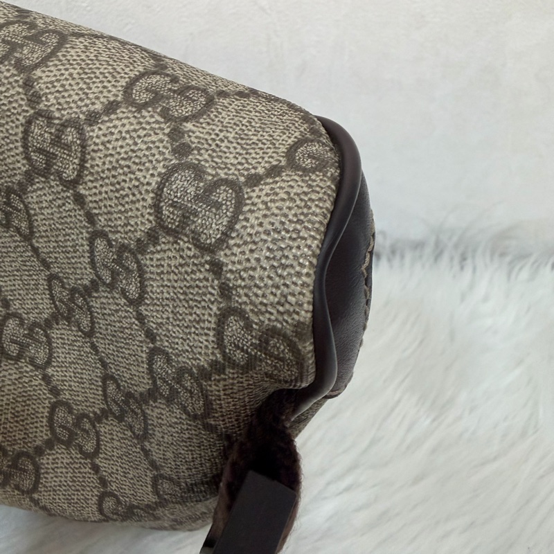 GUCCI 233269 咖皮 防水 PVC 銀釦 胸口包 腰包-16