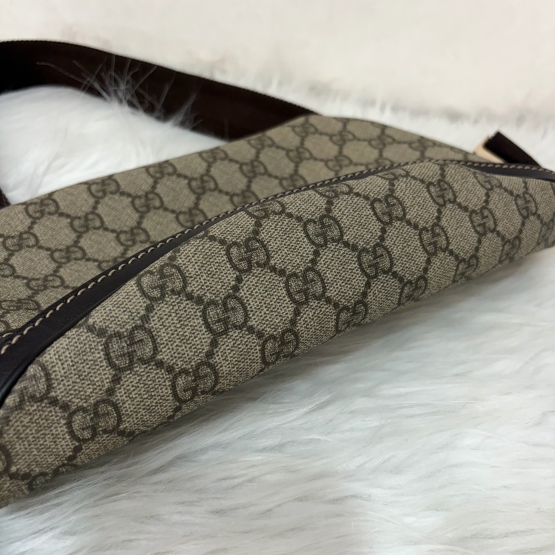GUCCI 233269 咖皮 防水 PVC 銀釦 胸口包 腰包-41