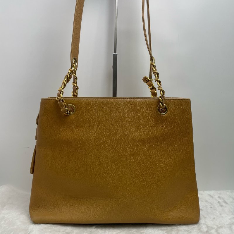 香奈兒/Chanel 奶粉包中古款奶茶色 焦糖色荔枝皮 配有可拆卸鏈條+皮質肩帶-1