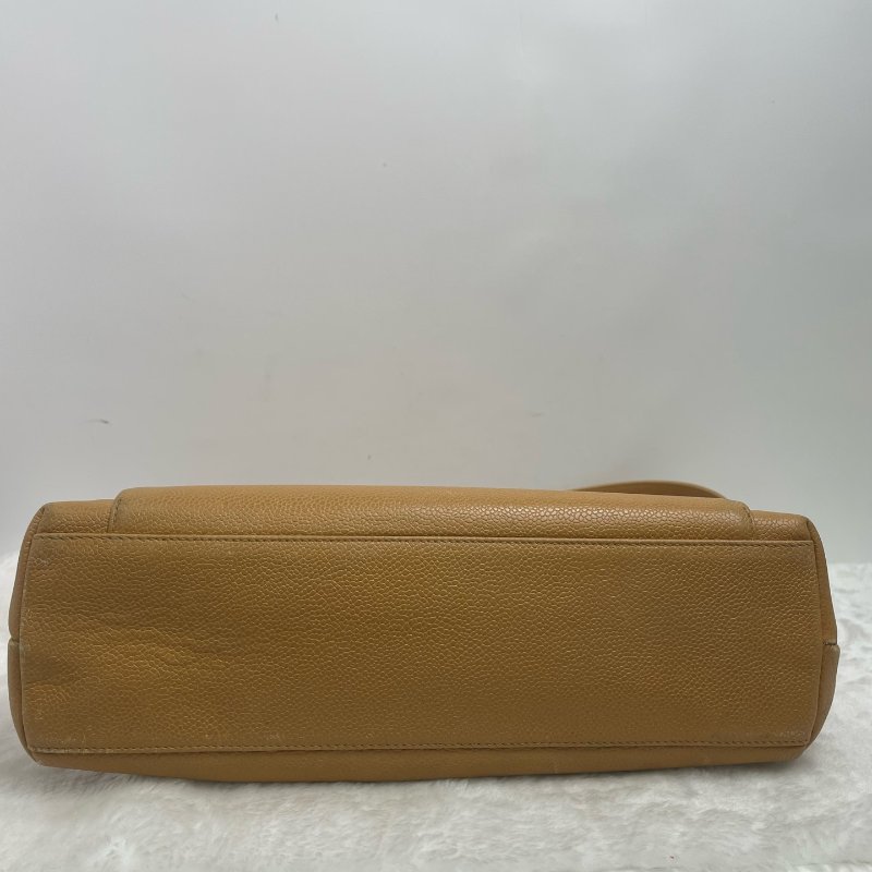 香奈兒/Chanel 奶粉包中古款奶茶色 焦糖色荔枝皮 配有可拆卸鏈條+皮質肩帶-7