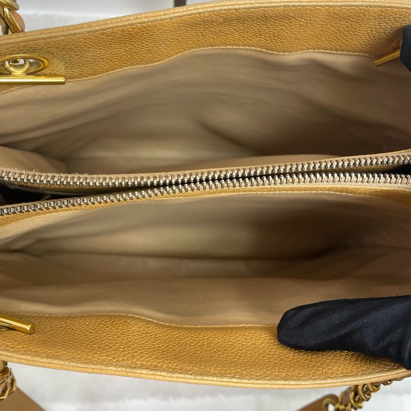 香奈兒/Chanel 奶粉包中古款奶茶色 焦糖色荔枝皮 配有可拆卸鏈條+皮質肩帶-8