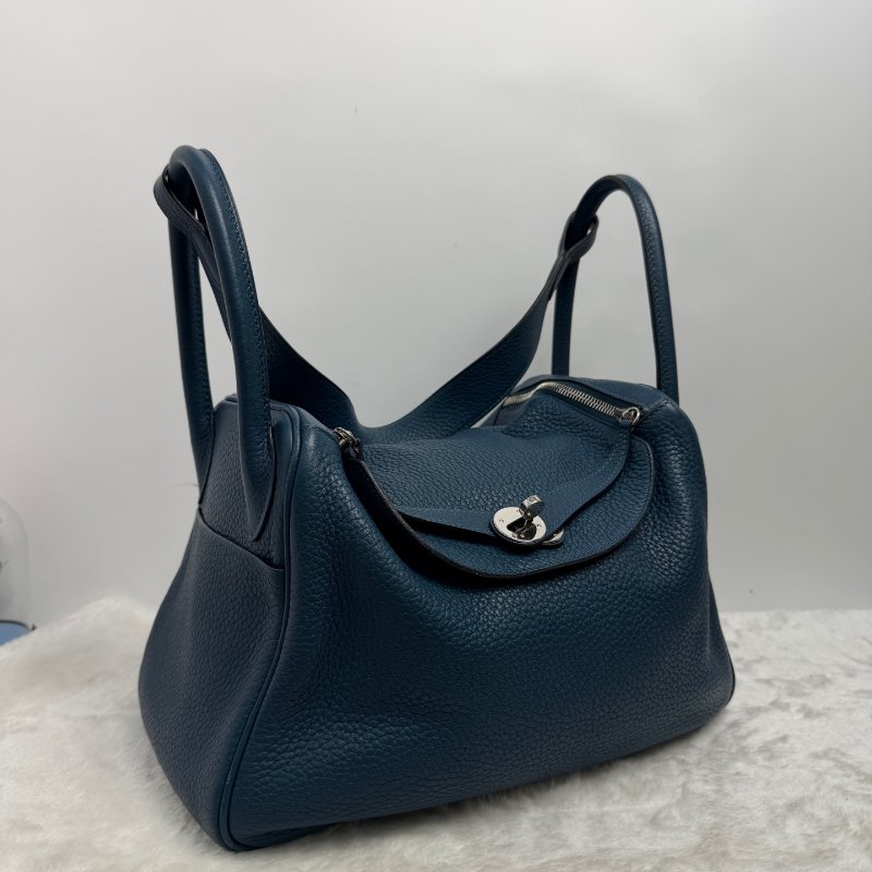 Hermes愛馬仕 Lindy30 手提肩背包 鴨子藍銀扣-2