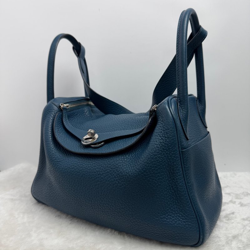 Hermes愛馬仕 Lindy30 手提肩背包 鴨子藍銀扣-3