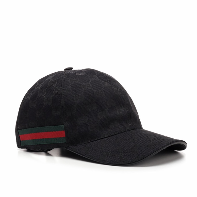 Gucci 男士 黑色飾條紋織帶GG帆布棒球帽S M L XL碼-0