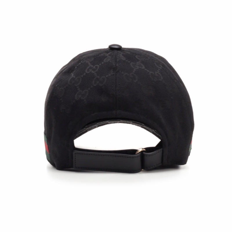 Gucci 男士 黑色飾條紋織帶GG帆布棒球帽S M L XL碼-4