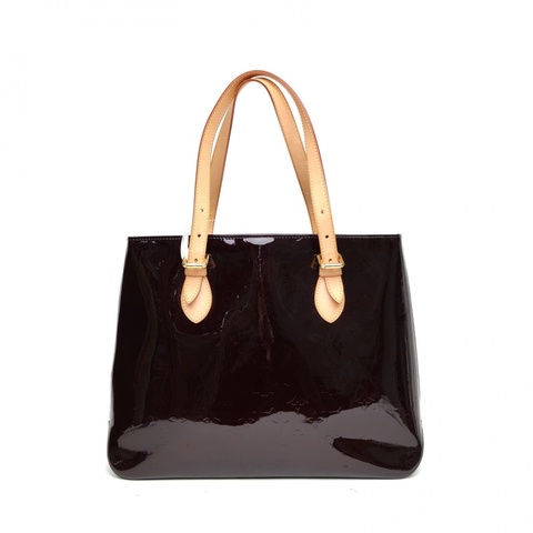 LOUIS VUITTON 酒紅色漆皮金扣單肩包